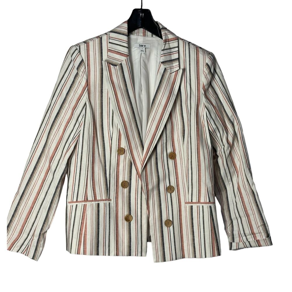 Bar III‎ Women's Stripped Blazer Sports Coat Double Breasted $129